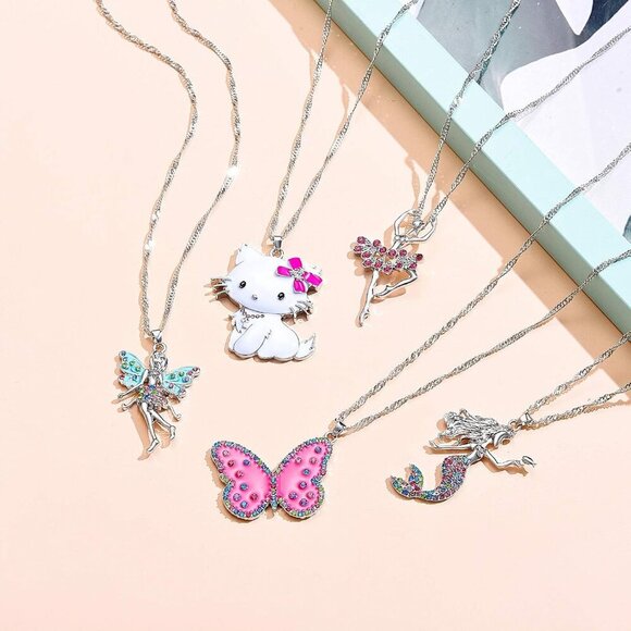 Adorable 6-Piece Pastel Crystal Necklace Set for Teen Girls - Gift Ready! - Picture 3 of 5